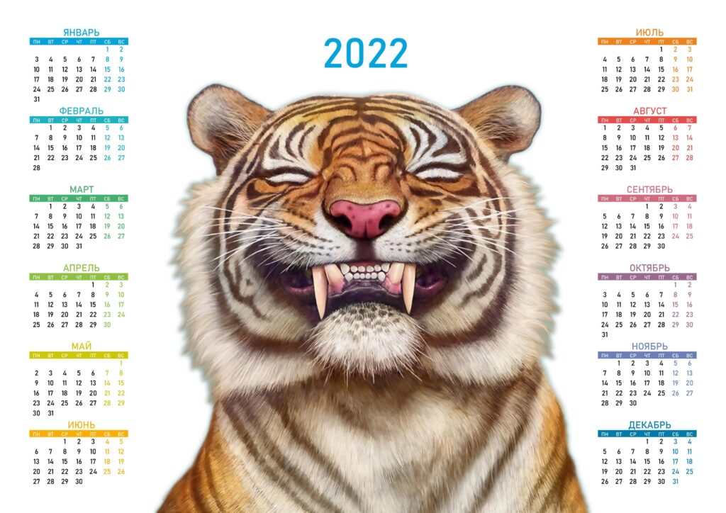 Календарь Год Тигра 2022 год