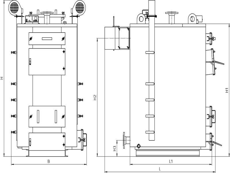 Чертеж котла твердотопливного котла