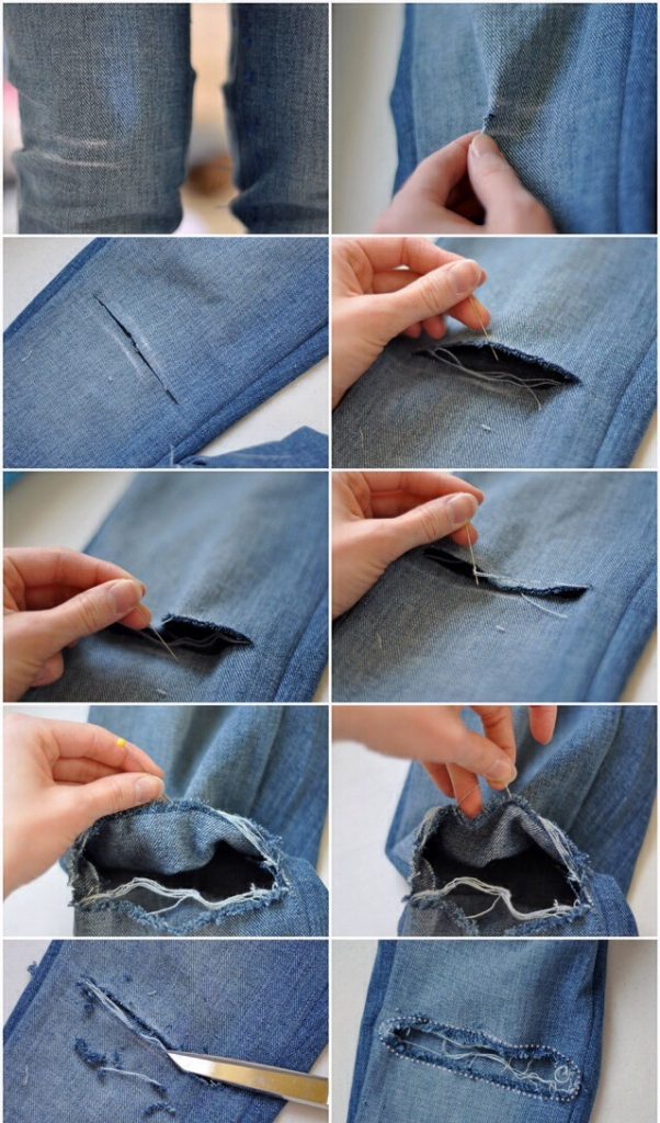 Как джинсы сделать рваными в домашних условиях пошагово фото