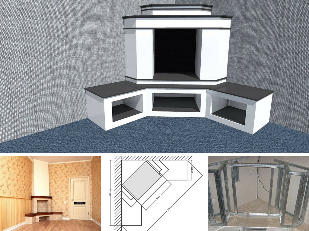 Короб для камина из газобетона