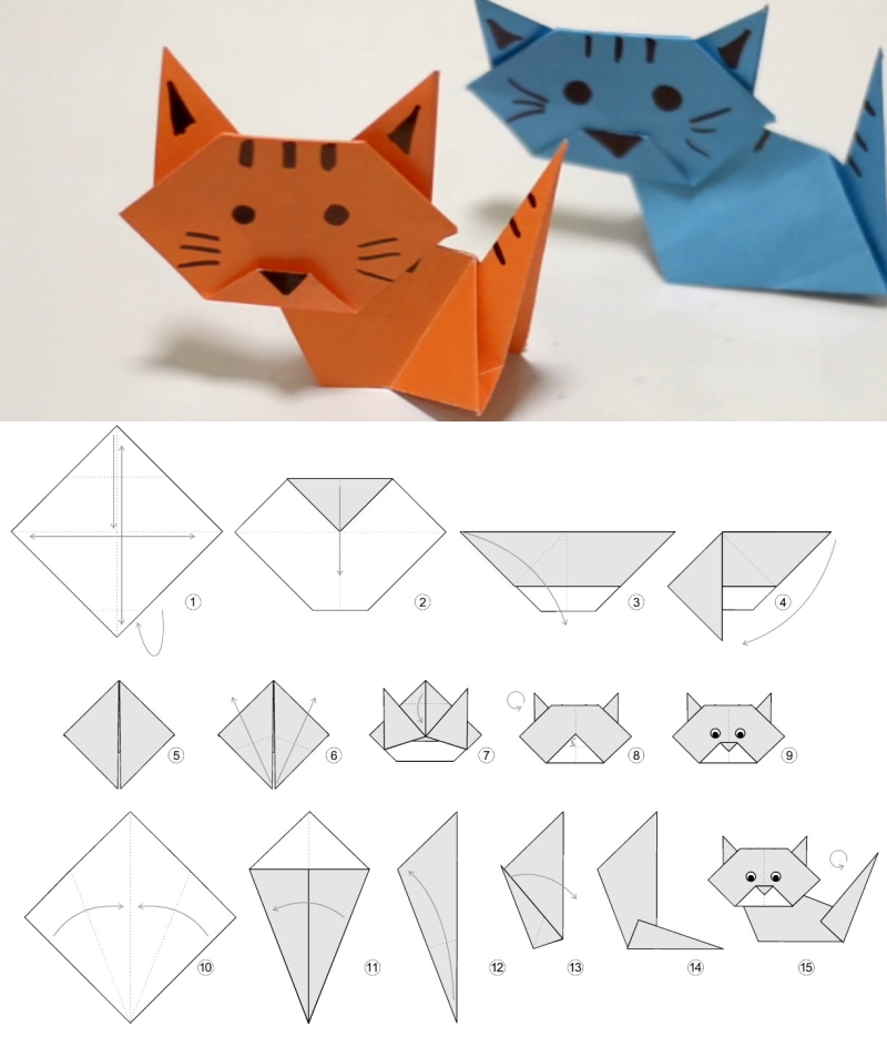Котик оригами своими руками