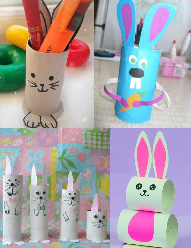 Кролики из бумажных втулок на Новый Год