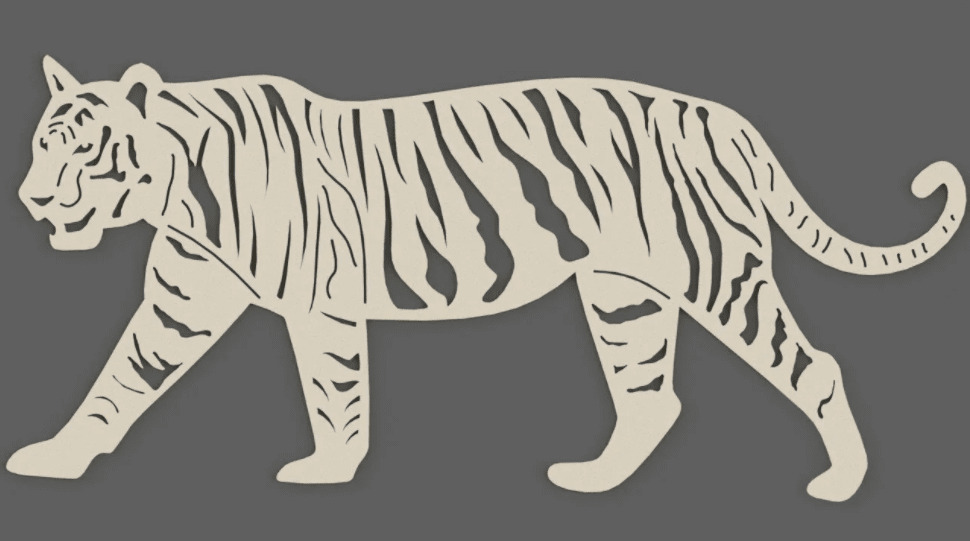 Вытынанка тигр из бумаги на окно