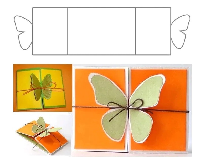 Скачать шаблон открытки с бабочкой на 8 марта